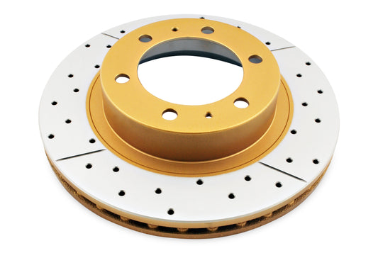 2003-2009 Toyota 4Runner & More | DBA Street Series Gold Cross-Drilled/Slotted Brake Rotor [Front] | DBA2716X