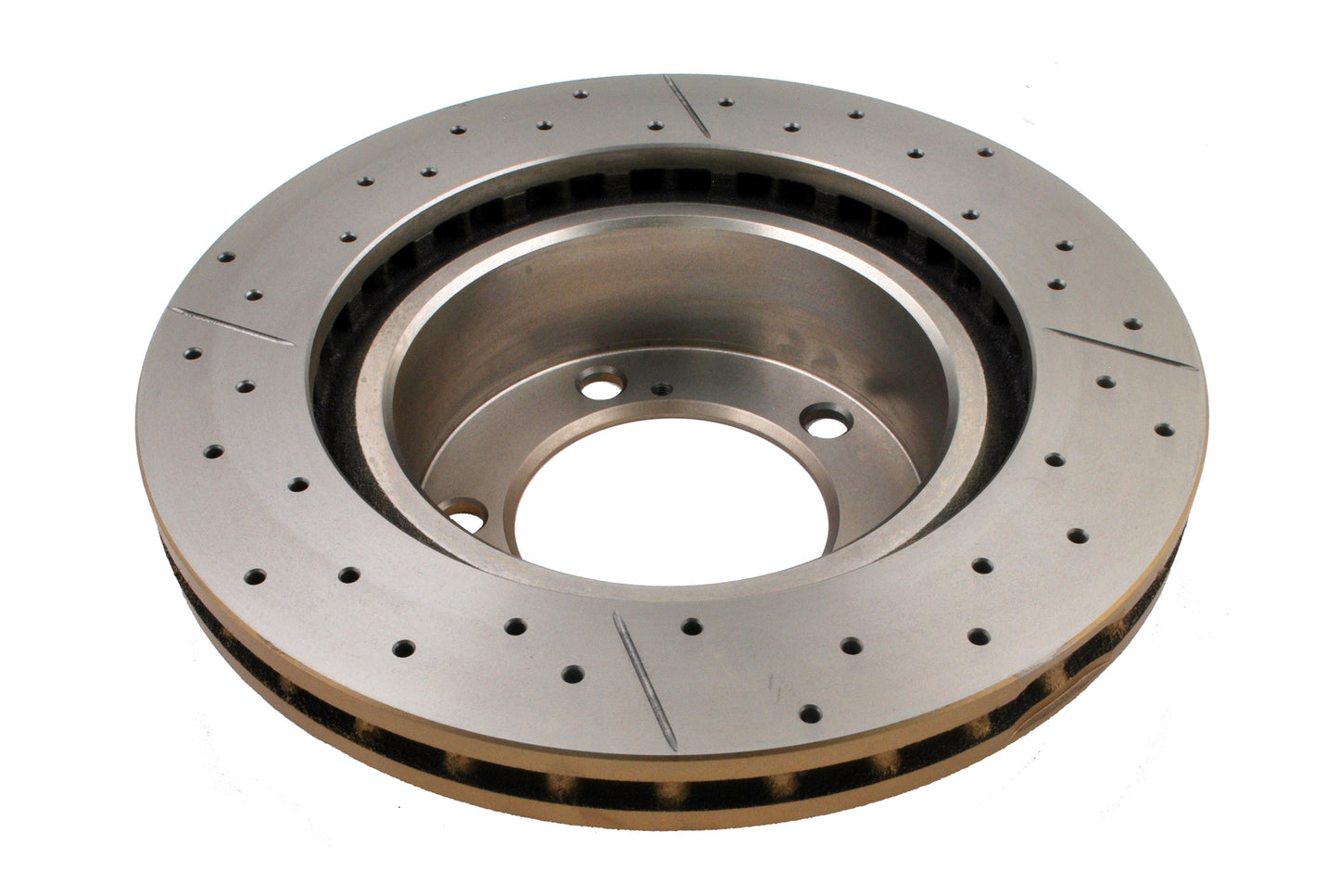 2013-2017 Toyota Land Cruiser & More | DBA Street Series Gold Cross-Drilled/Slotted Brake Rotor [Front] | DBA2722X