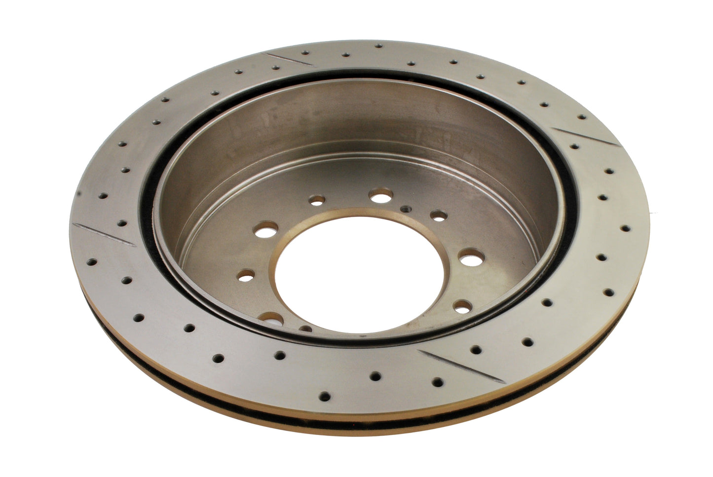 2013-2017 Toyota Land Cruiser & More | DBA Street Series Gold Cross-Drilled/Slotted Brake Rotor [Rear] | DBA2723X