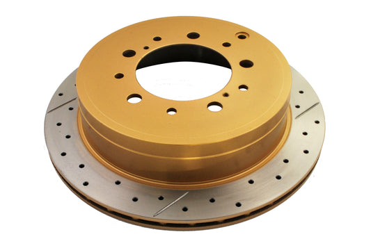 2013-2017 Toyota Land Cruiser & More | DBA Street Series Gold Cross-Drilled/Slotted Brake Rotor [Rear] | DBA2723X