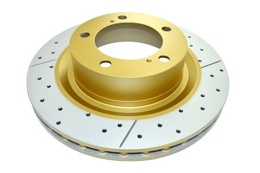 2008-2011 Scion xD & More | DBA Street Series Gold Cross-Drilled/Slotted Brake Rotor [Front] | DBA2724X