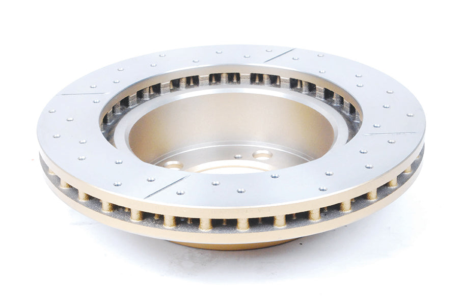 2020-2022 Toyota 4Runner & More | DBA Street Series Gold Cross-Drilled/Slotted Brake Rotor [Front] | DBA2736X