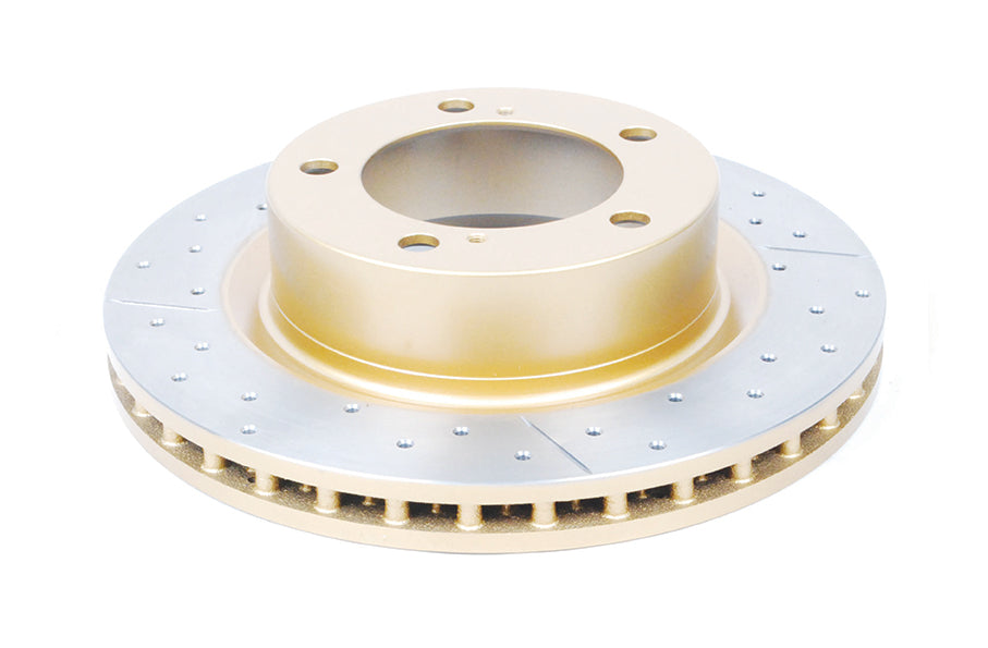 2020-2022 Toyota 4Runner & More | DBA Street Series Gold Cross-Drilled/Slotted Brake Rotor [Front] | DBA2736X