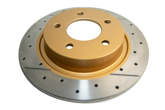 2007-2011 Mazda 3 & More | DBA Street Series Gold Cross-Drilled/Slotted Brake Rotor [Rear] | DBA2957X