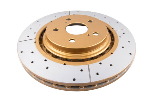 2010-2012 Lexus RX350 & More | DBA Street Series Gold Cross-Drilled/Slotted Brake Rotor [Front] | DBA3450X