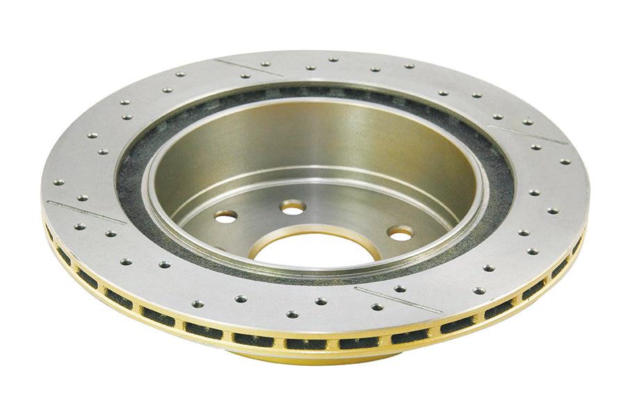 2017-2022 Nissan Rogue Sport & More | DBA Street Series Gold Cross-Drilled/Slotted Brake Rotor [Rear] | DBA574X