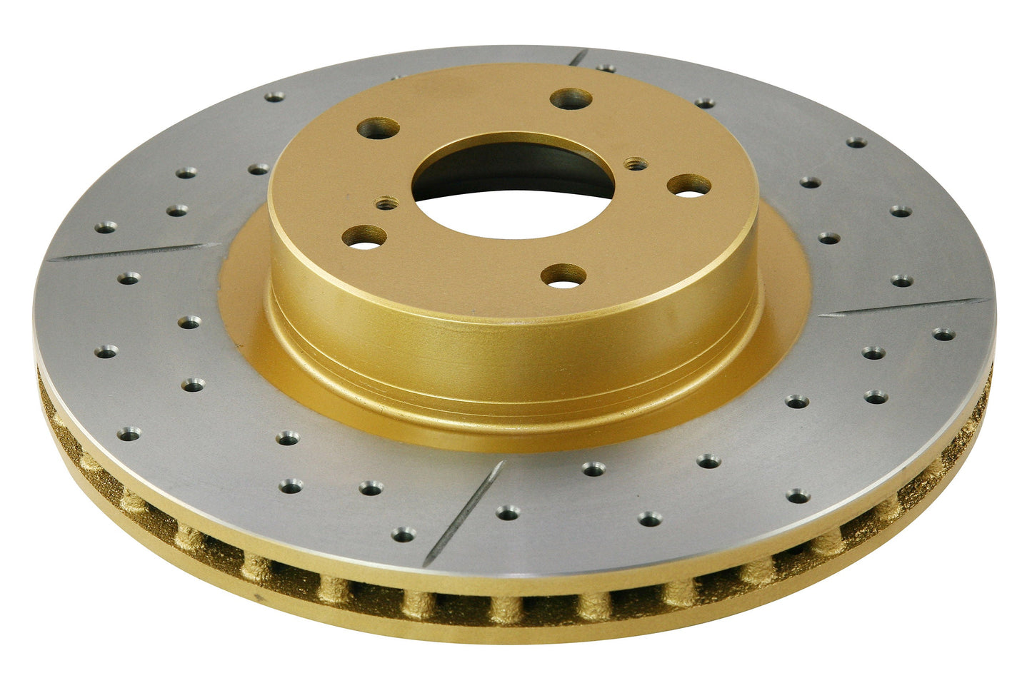 1998-2008 Subaru Impreza & More | DBA Street Series Gold Cross-Drilled/Slotted Brake Rotor [Front] | DBA648X