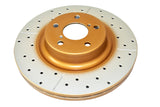 2003-2013 Subaru Forester & More | DBA Street Series Gold Cross-Drilled/Slotted Brake Rotor [Front] | DBA650X