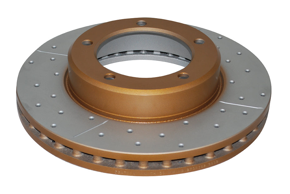 1998-2007 Toyota Land Cruiser & More | DBA Street Series Gold Cross-Drilled/Slotted Brake Rotor [Front] | DBA788X