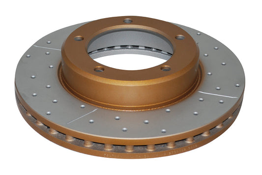 1998-2007 Toyota Land Cruiser & More | DBA Street Series Gold Cross-Drilled/Slotted Brake Rotor [Front] | DBA788X