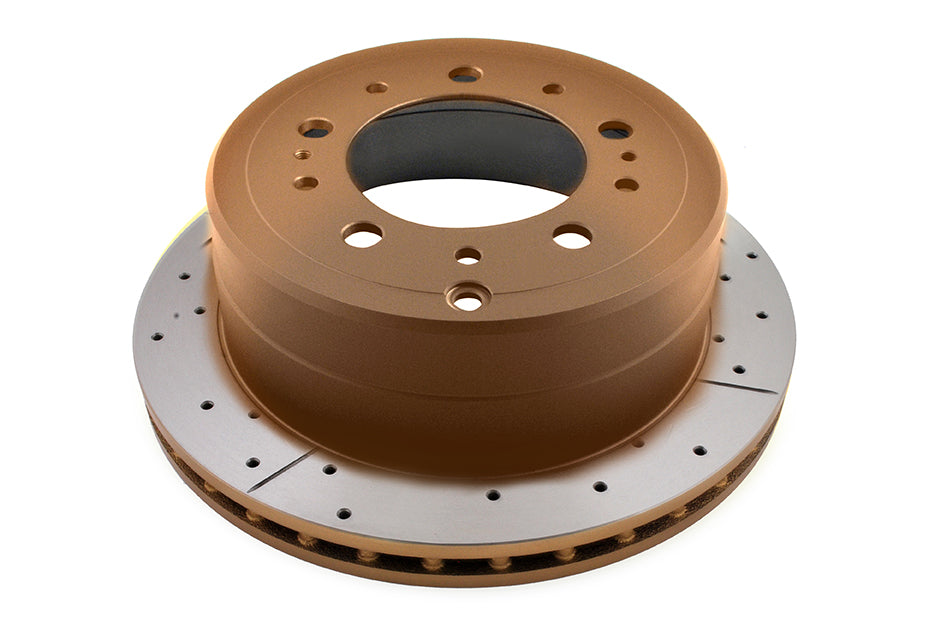 1998-2007 Toyota Land Cruiser & More | DBA Street Series Gold Cross-Drilled/Slotted Brake Rotor [Rear] | DBA789X