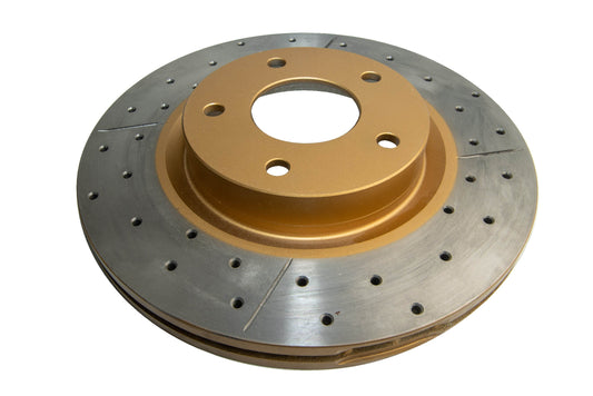 2002-2006 Nissan Altima & More | DBA Street Series Gold Cross-Drilled/Slotted Brake Rotor [Front] | DBA954X