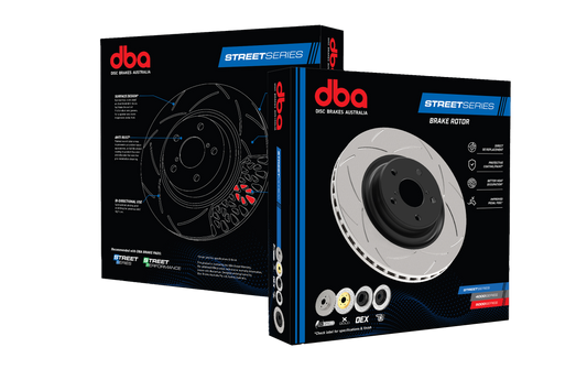 2003-2013 Subaru Forester & More | DBA Street Series Gold Cross-Drilled/Slotted Brake Rotor [Front] | DBA650X