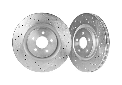 2022-2024 Toyota Tundra Front Cross Drilled & Slotted Rotors (Set of 2) - TOY71001