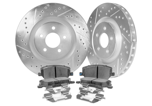 2014-24 Infiniti Q50 Sport / 2017-22 Infiniti Q60 Sport Front Cross Drilled & Slotted 1-Pc Rotors (Set of 2) - NIS81008