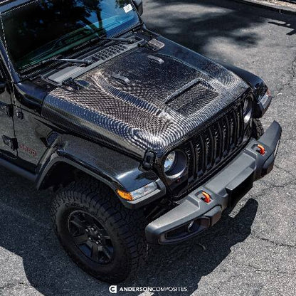 2018-2024 Jeep Wrangler (JL) Style-MO Carbon Fiber Hood  - Anderson Composites - AC-HD18JPJL-MO