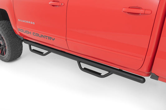 Nerf Steps | Crew Cab | 5.7 Ft Bed | GMC Sierra/ Chevrolet Silverado 2WD/4WD | 2014-2018 | Rough Country | RCC1489CCB