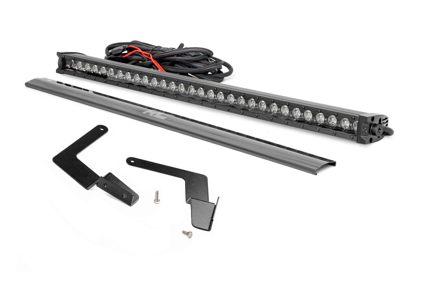 LED Light | Lower Grille Mnt | 30" Black Single Row | White DRL | Toyota Tacoma | 2016-2022 | Rough Country | 70619BLDRL
