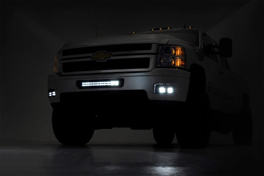 LED Light | Fog Mount | Dual 2" Black Pair | Chevy Silverado 2500 HD/3500 HD | 2011-2014 | Rough Country | 70628