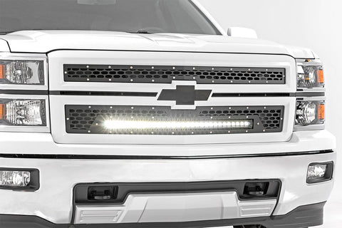Mesh Grille | 30" Single Row LED | Black | Chevy Silverado 1500 | 2014-2015 | Rough Country | 70103