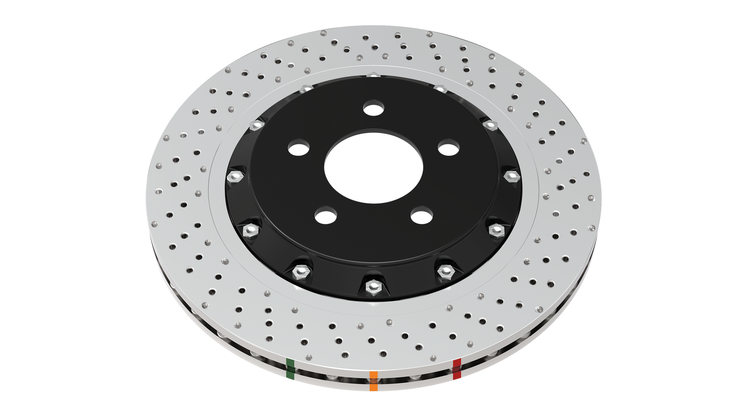 2014-2017 Chevrolet SS & More | DBA 5000 Series Fully Assembled 2-Piece Cross-Drilled/Dimpled Brake Rotor [Front] | DBA52604BLKXD