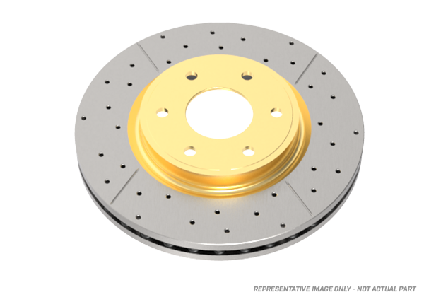 1991-1998 Mazda Protege & More | DBA Street Series Gold Cross-Drilled/Slotted Brake Rotor [Front] | DBA532X