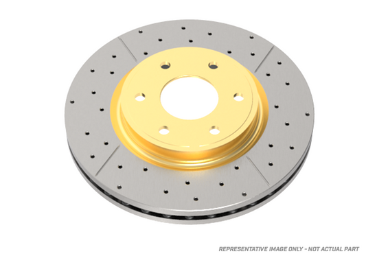 2001-2006 Mazda Tribute & More | DBA Street Series Gold Cross-Drilled/Slotted Brake Rotor [Front] | DBA957X