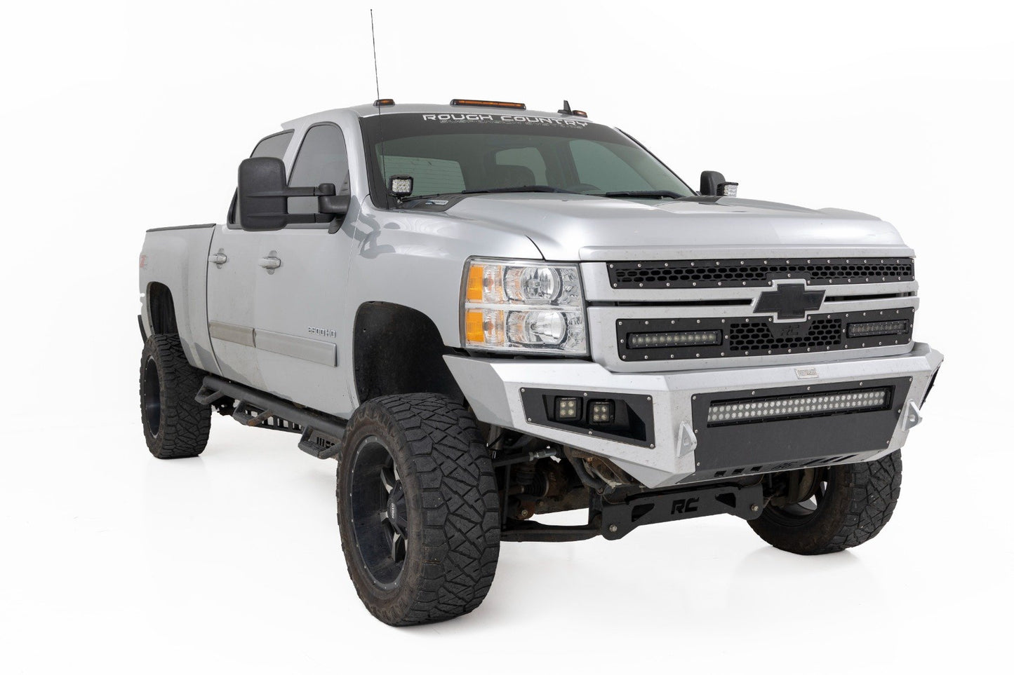 LED Light | Ditch Mount | 2" Black Pair | White DRL | Chevy 1500 | 2007-2013 | Rough Country | 71060