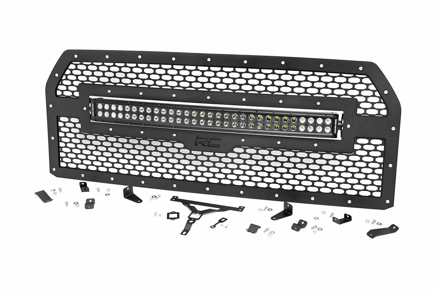 Mesh Grille | 30" Dual Row LED | Black | Amber DRL | Ford F-150 | 2015-2017 | Rough Country | 70193BDA