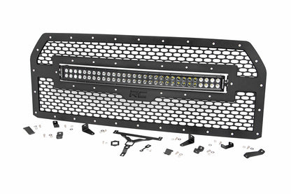Mesh Grille | 30" Dual Row LED | Black | Amber DRL | Ford F-150 | 2015-2017 | Rough Country | 70193BDA