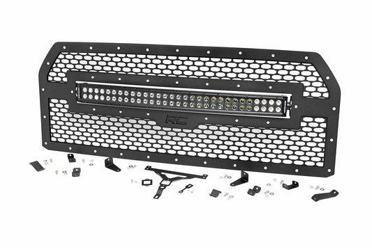 Mesh Grille | 30" Dual Row LED | Black | Amber DRL | Ford F-150 | 2015-2017 | Rough Country | 70193BDA