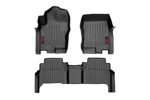 Floor Mats | FR & RR | Crew Cab | Nissan Frontier 2WD/4WD | 2008-2021 | Rough Country | M-80513