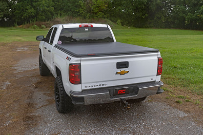 Bed Cover | Tri Fold | Soft | 6'7" Bed | Chevrolet Silverado/GMC Sierra 1500 | 2014-2018 | Rough Country | 41214650A