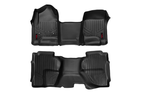 Floor Mats | FR & RR | Double Cab | GMC Sierra/ Chevrolet Silverado 1500. 2500HD. 3500HD 2WD/4WD | 2014-2018 | Rough Country | M-21142