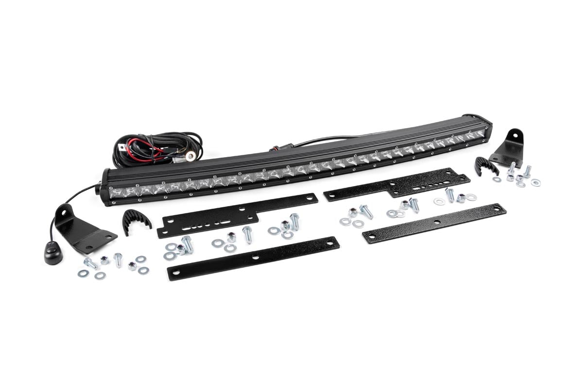 LED Light | Behind Grille Mount | 30" Chrome Single Row | Chevrolet Silverado/GMC Sierra 1500 | 2014-2018 | Rough Country | 70625