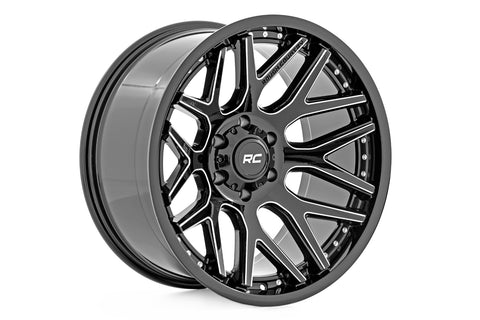 Rough Country 95 Series Wheel | One-Piece | Gloss Black Machined | 20x10 | 8x180 | -19mm | 2011-2019 |  95201006M