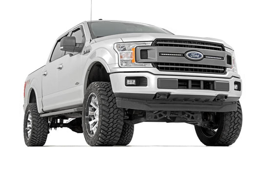 LED Light | Grille Mount | 10" Chrome Slimline Pair | Ford F-150 | 2018-2020 | Rough Country | 70809
