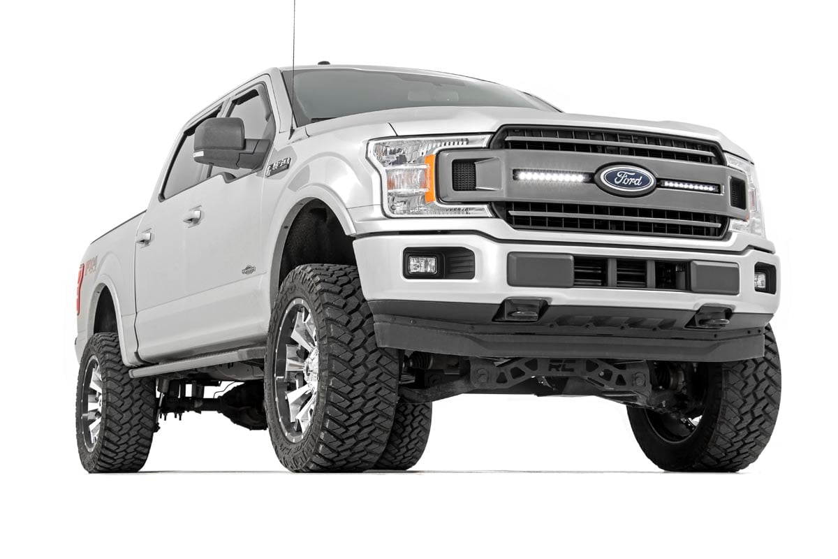 LED Light | Grille Mount | 10" Chrome Slimline Pair | Ford F-150 | 2018-2020 | Rough Country | 70809
