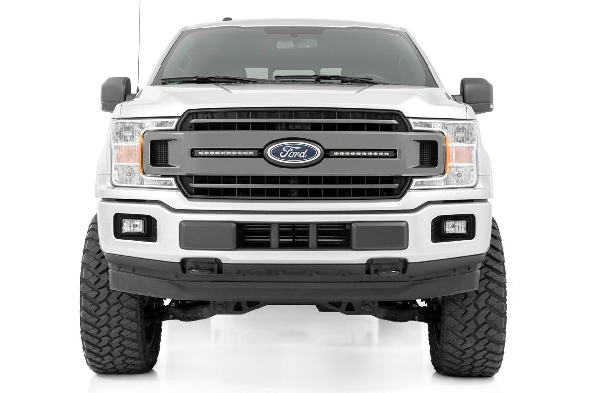 LED Light | Grille Mount | 10" Black Slimline Pair | Ford F-150 | 2018-2020 | Rough Country | 70808