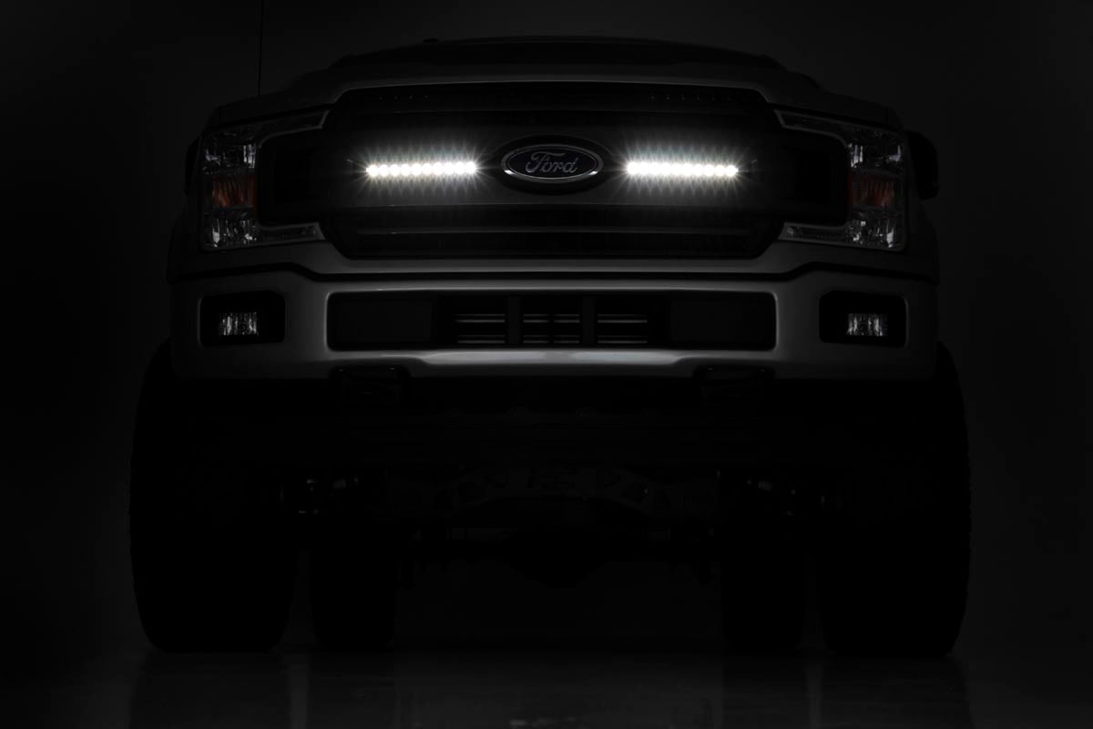 LED Light | Grille Mount | 10" Black Slimline Pair | Ford F-150 | 2018-2020 | Rough Country | 70808