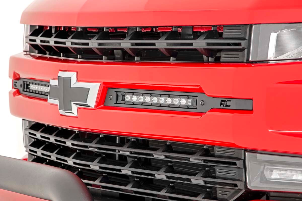 LED Light | Grille Mount | 10" Chrome Slimline Pair | Chevy Silverado 1500 | 2019-2022 | Rough Country | 70818