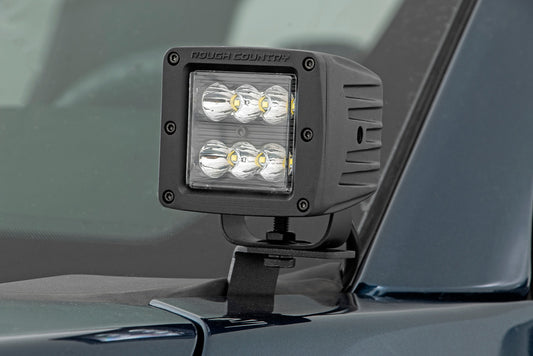 LED Light | Ditch Mount | 2" Black Pair | Amber DRL | Ford F-150 | 2015-2022 | Rough Country | 71032