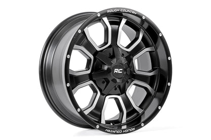 Rough Country 93 Series Wheel | One-Piece | Machined Black | 20x10 | 6x5.5/6x135 | -18mm | 2002-2006 |  93201012