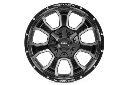Rough Country 93 Series Wheel | One-Piece | Machined Black | 20x10 | 6x5.5/6x135 | -18mm | 2002-2006 |  93201012