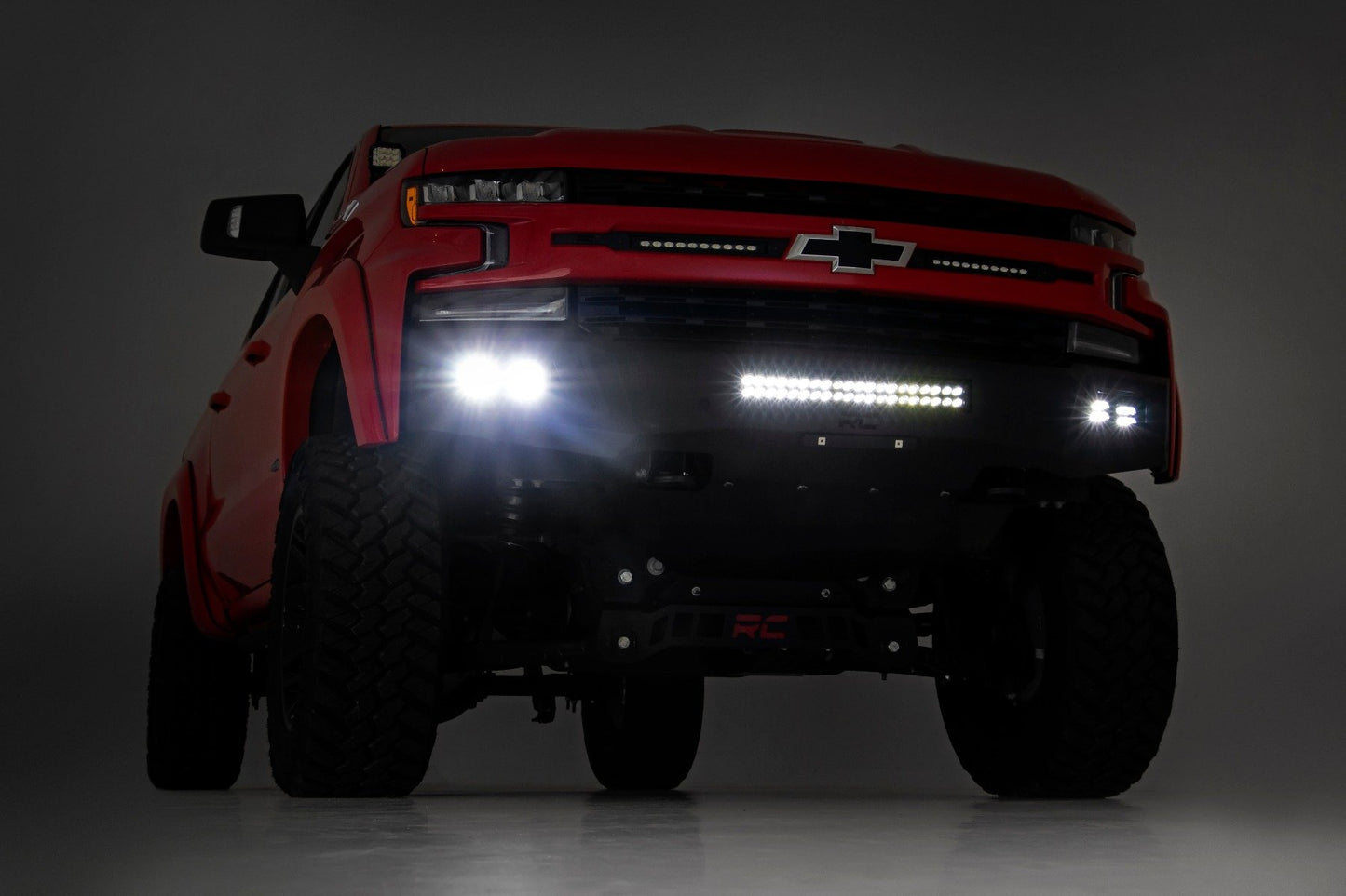 High Clearance Front Bumper | LED Lights & Skid Plate | Chevy Silverado 1500 | 2019-2022 | Rough Country | 10757A