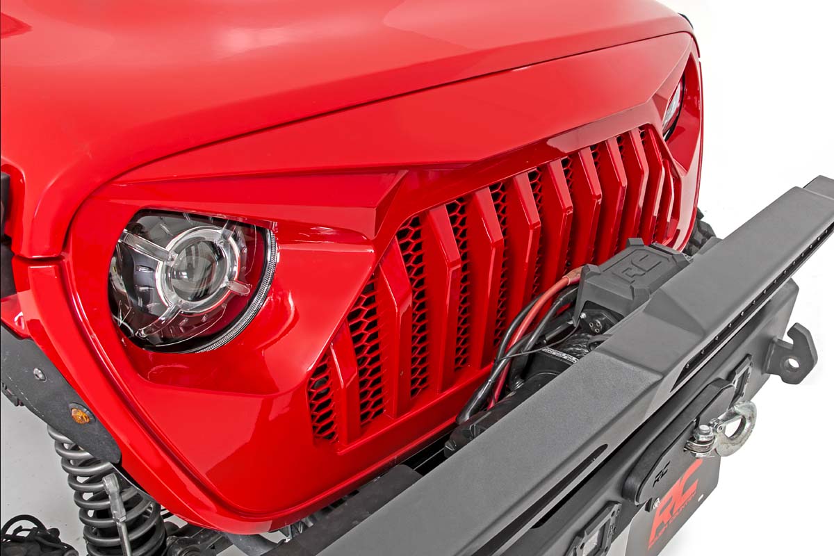 Jeep JL/JU/Gladiator Angry Eyes Replacement Grille  | Rough Country | 10496