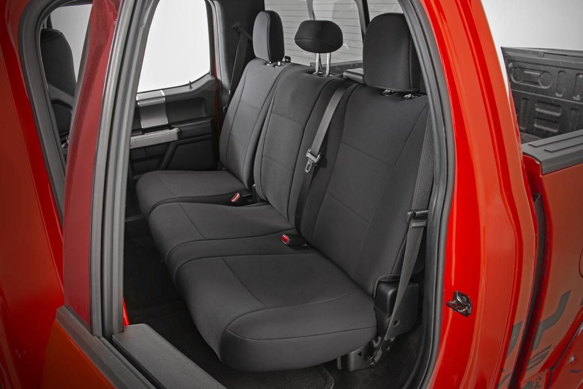 Seat Covers | FR Bucket and RR Bench | Ford F-150 /Super Duty | 2015-2022 | Rough Country | 91018