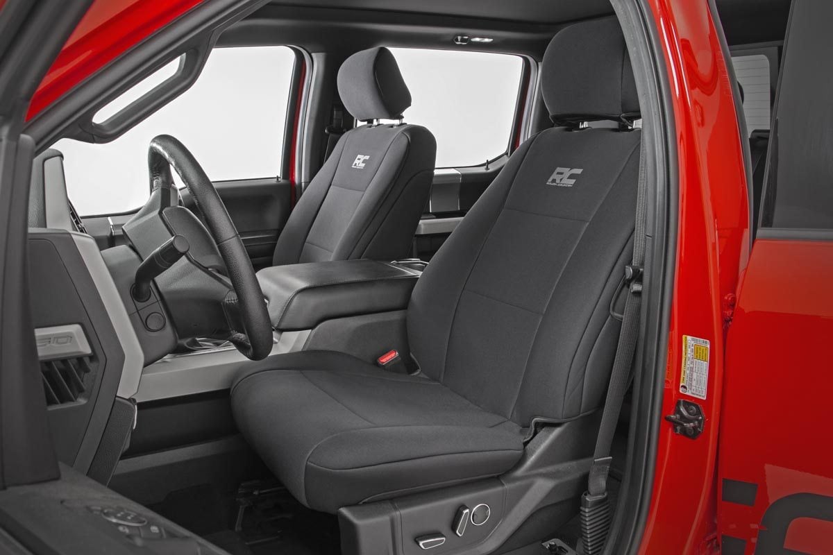 Seat Covers | FR Bucket and RR Bench | Ford F-150 /Super Duty | 2015-2022 | Rough Country | 91018