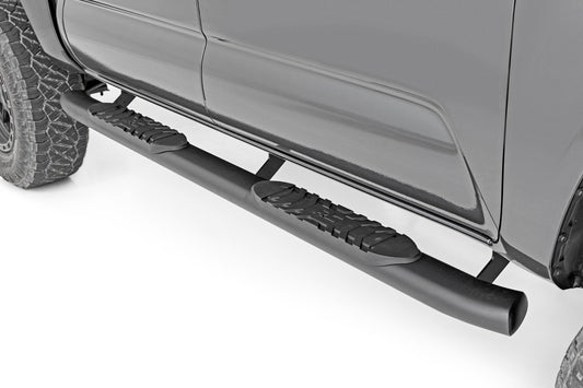 Oval Nerf Step | Double Cab | Black | Toyota Tacoma 2WD/4WD | 2005-2022 | Rough Country | 21008