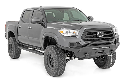 Oval Nerf Step | Double Cab | Black | Toyota Tacoma 2WD/4WD | 2005-2022 | Rough Country | 21008